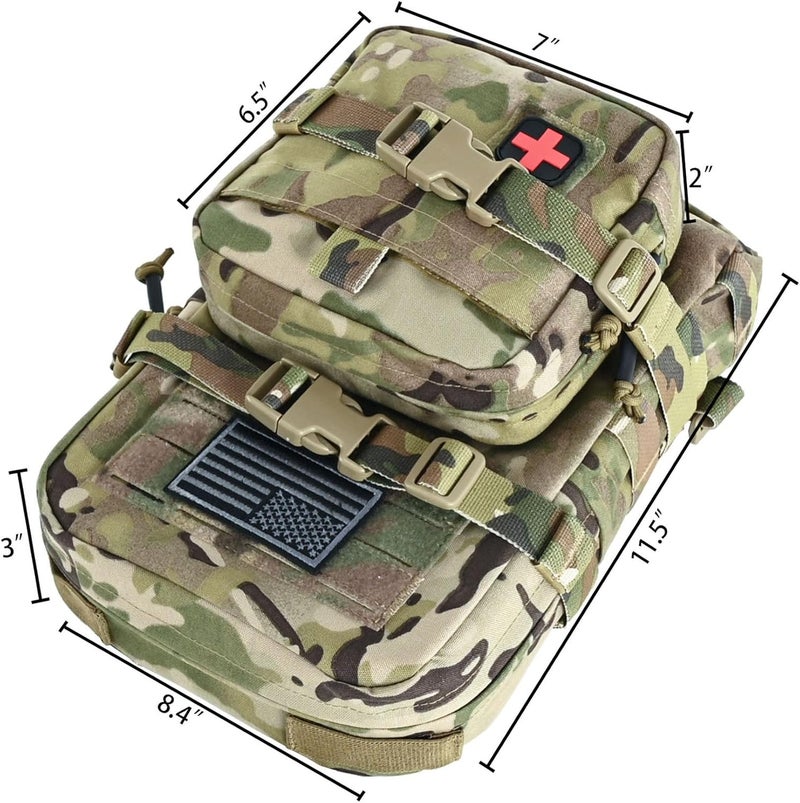 tactifans Tactical Mini Molle Hydration Pack,Molle Hydration Carrier with IFAK Pouch&US Flag&Med Patch,Hydropack for 2L Water Bladder - Image 2